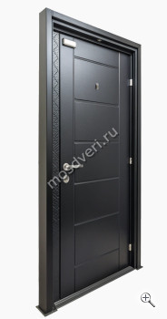 Входная дверь черная с фрезеровкой ЧДД-005 - купить от производителя Мосдвери Входная дверь черная с фрезеровкой ЧДД-005